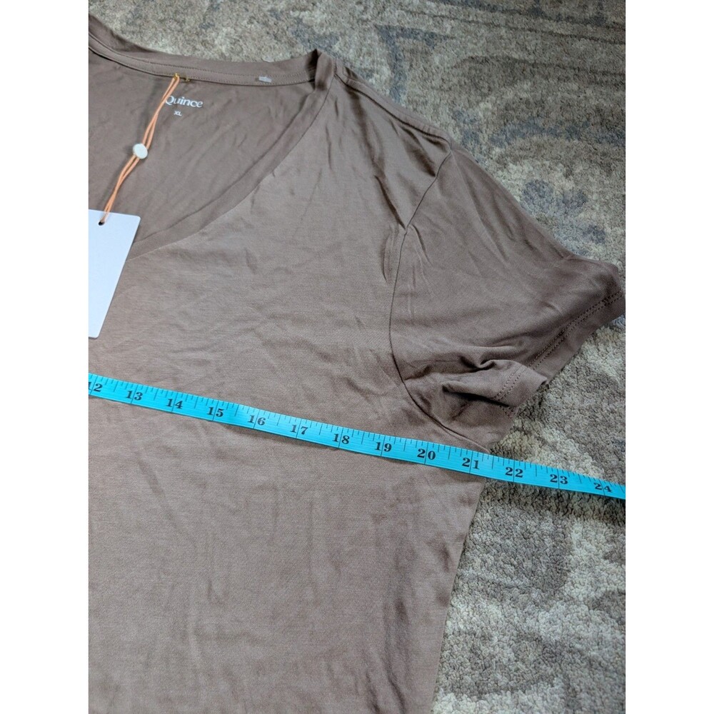 Quince T Shirt Womens XL Casual V Neck Organic Cotton Basic Tan Brown - Picture 5 of 6
